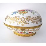 A French porcelain egg box from the Atelier Camille Le Tallec in Paris, signed by an LT motif in a