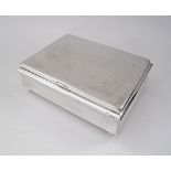 A silver plated cigarette box by WMF, 1935-45, the interior lined with wood. 17X13cm, H6cm.