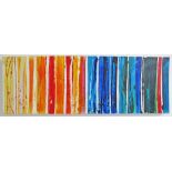 A modern acrylic abstract painting signed "Silvie", 25X75cm.