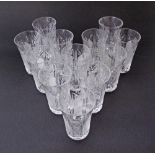 A vintage set of twelve hand cut Bohemian crystal cocktail glasses. H12cm. (12)