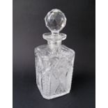 A Bohemian crystal whiskey decanter with stopper. H26cm. (2)