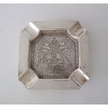 A Cypriot Silver ashtray, Hallmarked 800, 9X9cm, weight 43g