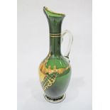 A vintage Bohemian green glass and gilt pitcher H33cm