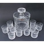 A crystal punch bowl with cover and ten tumblers. The bowl H25cm, W20cm. (12)