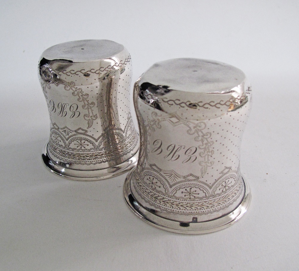 French Hallmarked silver and engraved beakers. - Image 2 of 3