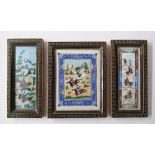 A collection of Persian school of Isfahan, miniature paintings of hunting scenes, one of which is