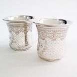 French Hallmarked silver and engraved beakers.