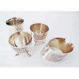 Cypriot egg cups, silver napkin ring et.c