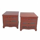 A pair of 3 drawer bedroom commodes