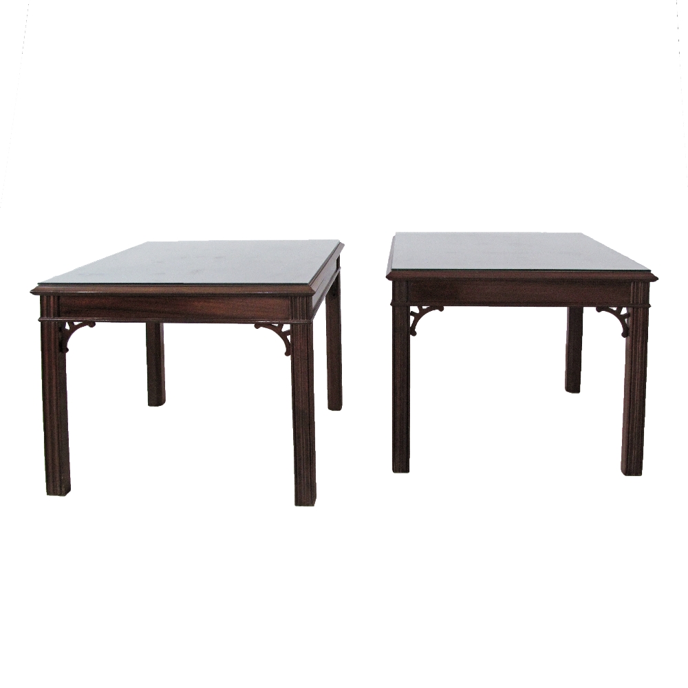 Mahogany carved and veneered side tables - Image 2 of 2