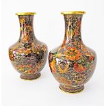 A pair of Chinese cloisonné vases
