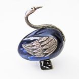 Silver and azurite egg swan