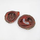 Polished natural carnelian / agate ashtrays