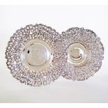 Two Spanish silver plated reticulated rim bread baskets