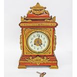 French Medaille D' Or, Fritz Marti gilt bronze and wood Bracket Clock