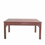 A reproduction Chippendale style mahogany veneered desk