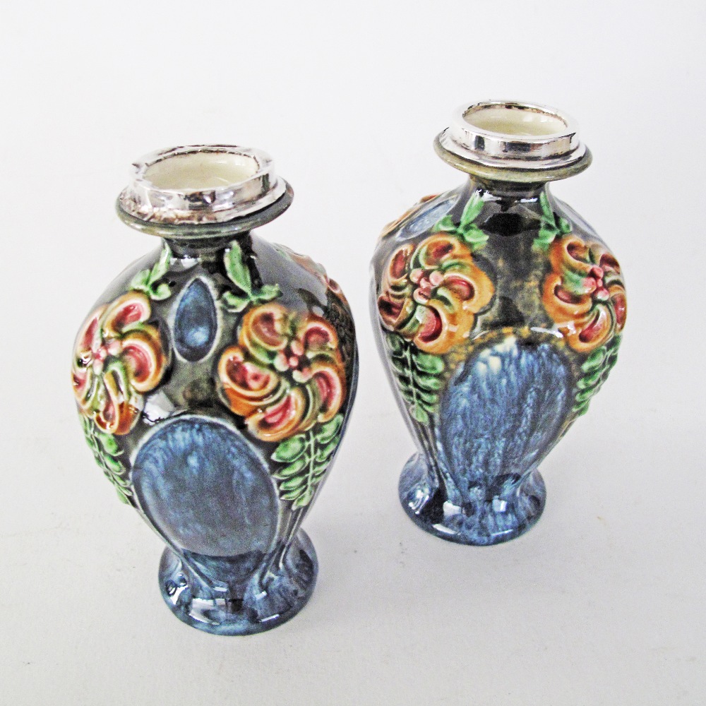 A pair of Art Nouveau majolica vases - Image 3 of 7