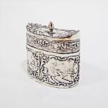 A Dutch silver tea caddy