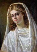von Blaas, Eugen Alfons; zugeschr.1843-1931, Portrait einer jungen Frau mit welligem blondem Haar,