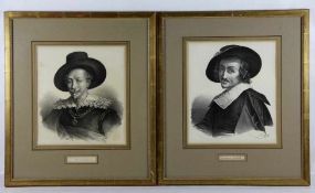 Maurin, Nicolas Eustache1799-1850, 2 Lithographien, Portait des Carlo Dolci und Le Guides, je in