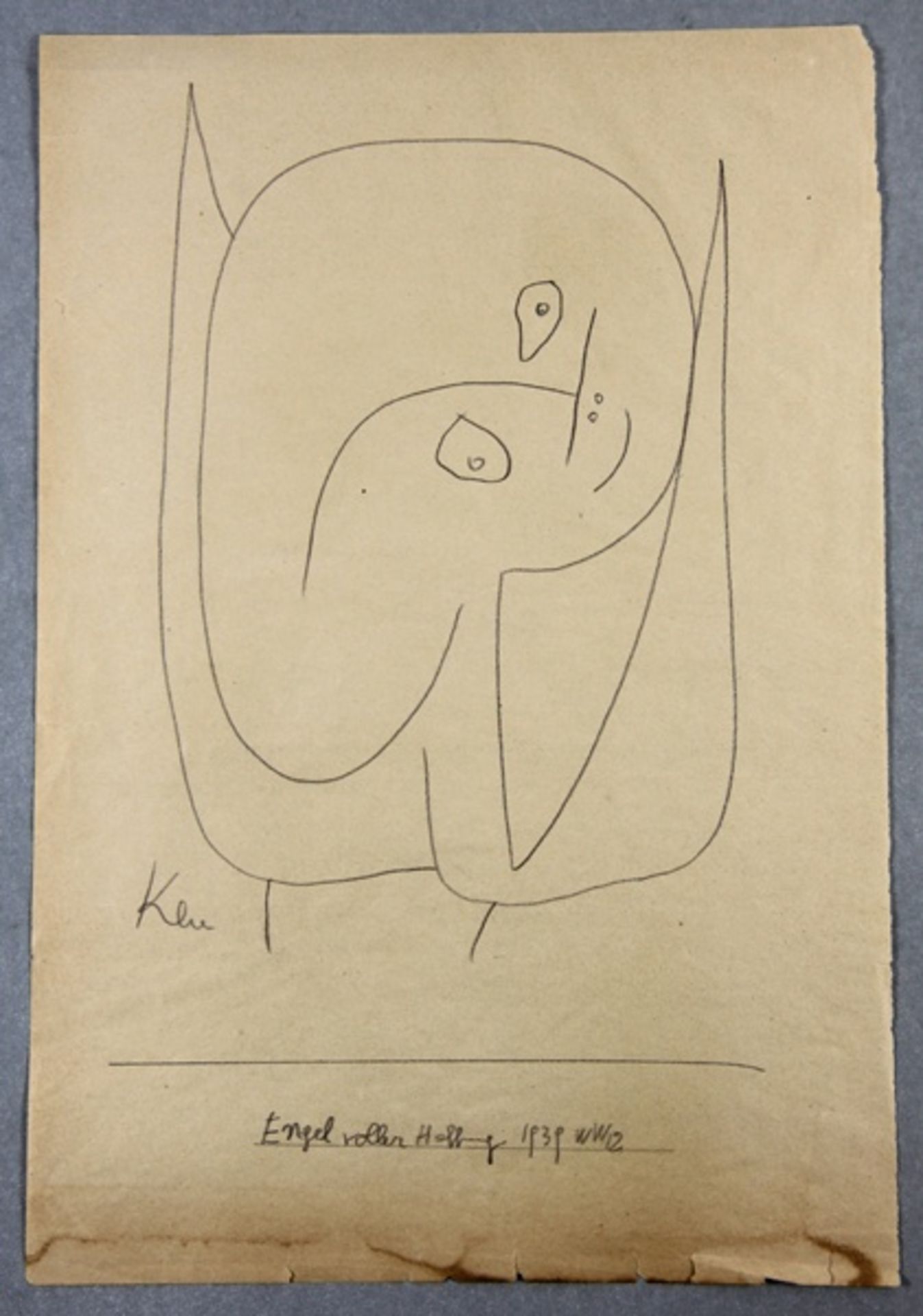 Klee, Paul; zugeschr.1879-1940, Bleistiftzeichnung Engel voller Hoffnung, unten links mit