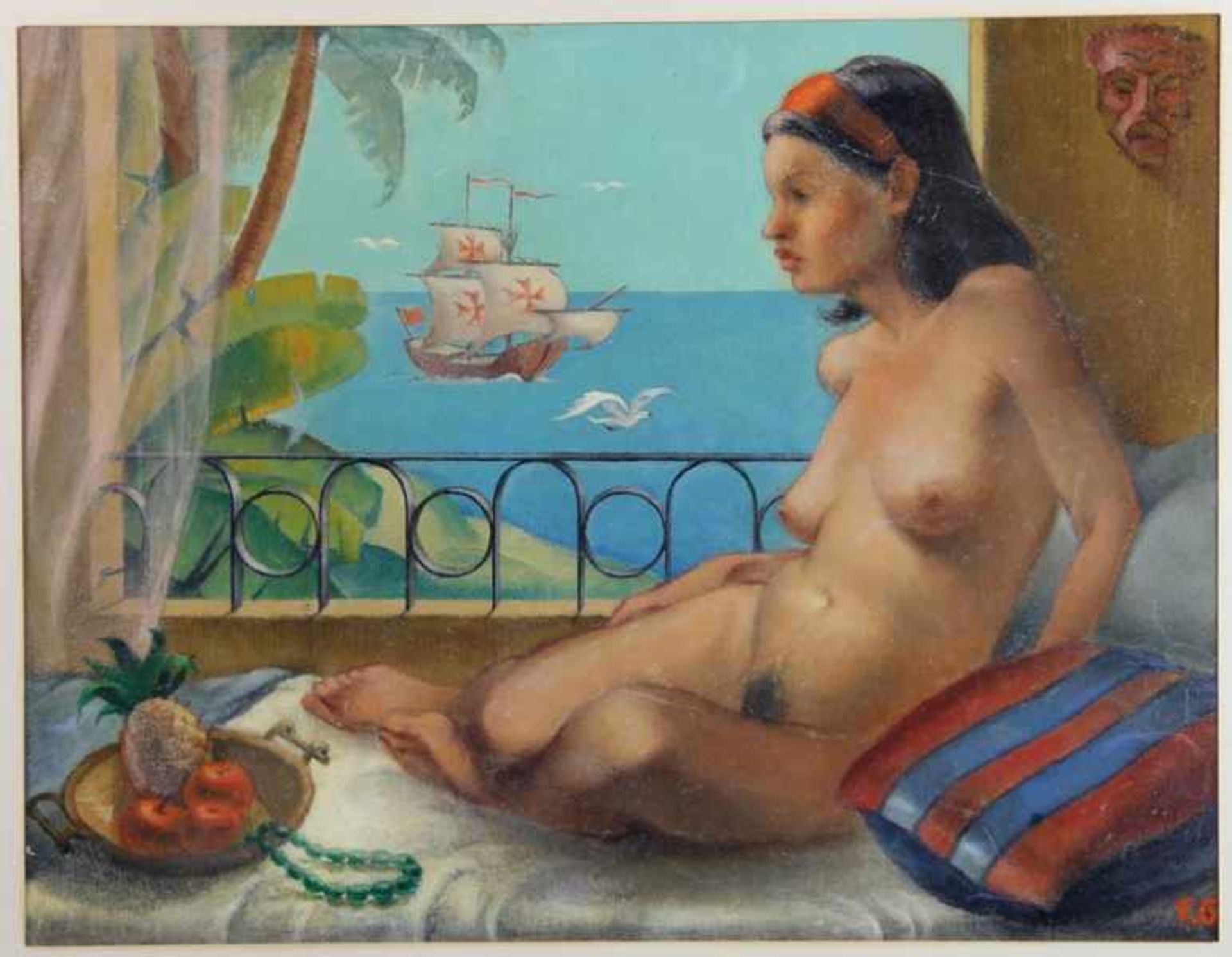 Gaillard, Frederic20. Jhd., Frauenakt am Fenster, ganzfiguriges Bildnis einer unbekleideten