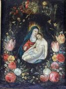 Brueghel, Jan; Umkreisum 1620, Pieta, Maria mit Leichnam Christi in Blütenkranz, die Pieta-