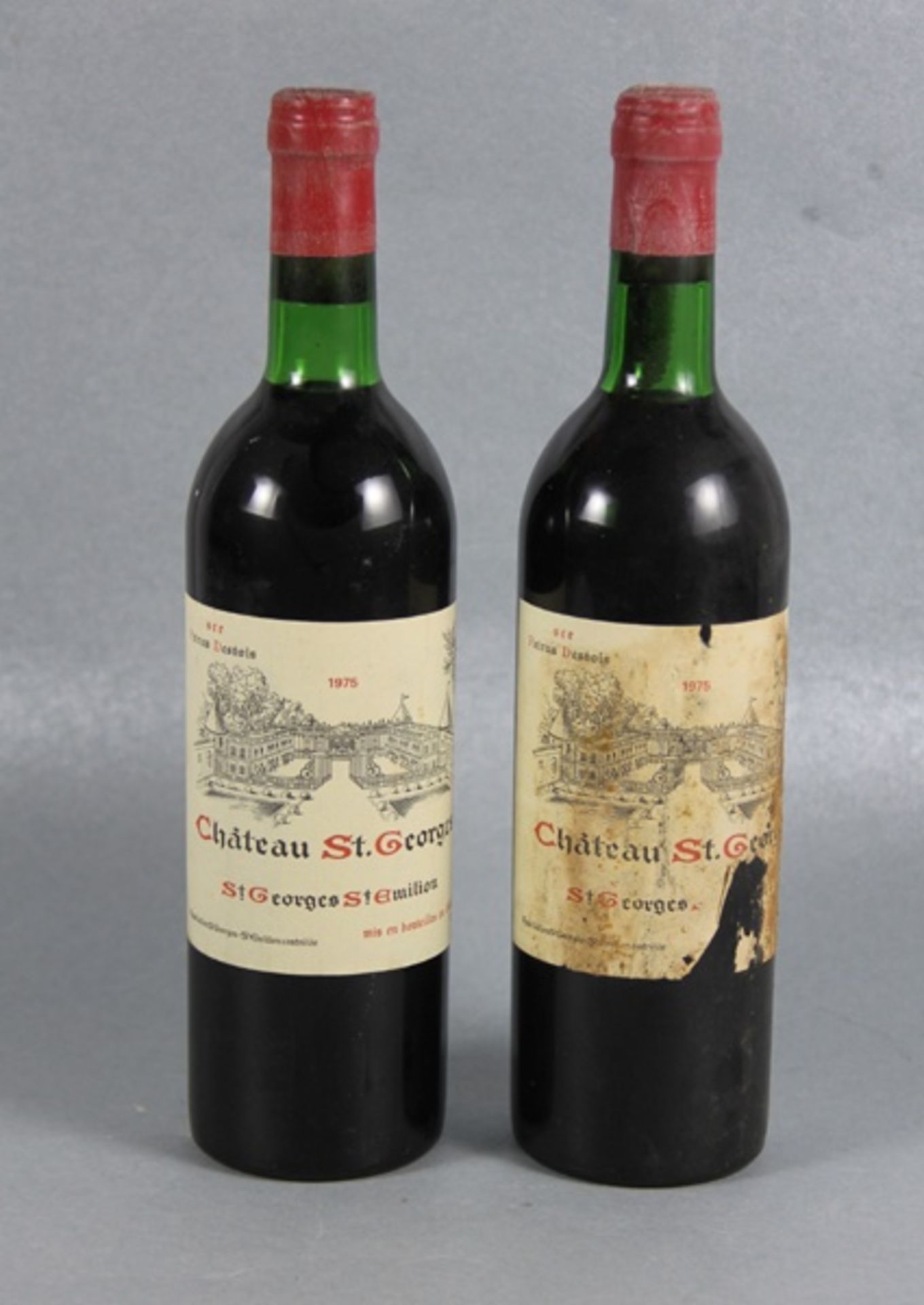 Konvolut Rotwein Chateau St. Georges1975, 2 Flaschen Rotwein, Chateau St. Georges, sce. Petrus