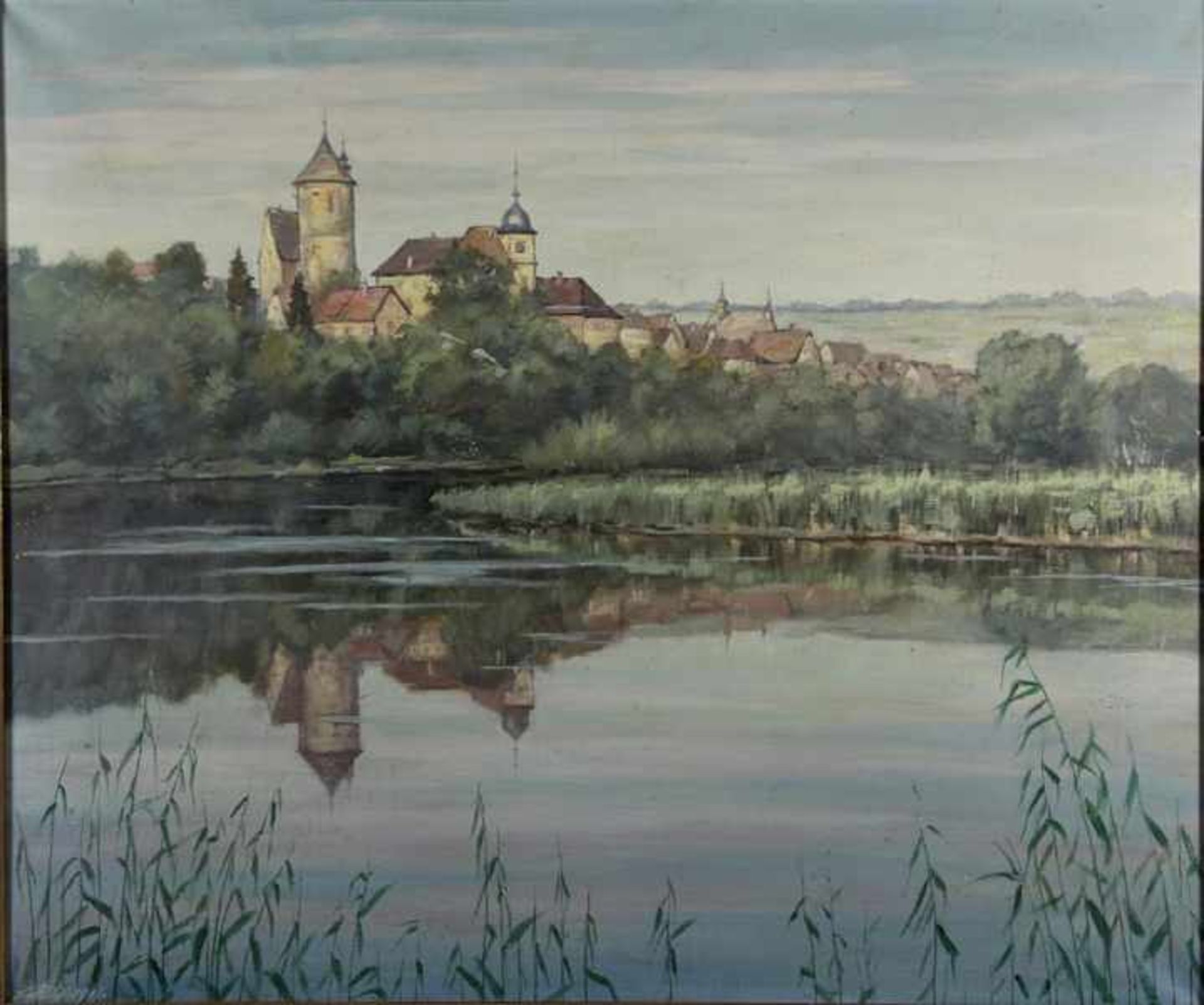 Ruf, Hermann1882-1970, Bietigheim, Blick vom Flussufer auf dei Stadt, unten links signiert u. dat.