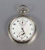 Alpina-TaschenuhrGehäuse u- Staubdeckel 800er Silber, Alpina-Taschenuhr, Handaufzug, weißes