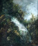 Courbet, Gustave, zug. 1819-1877, Wasserfall in einem Wald, mit Macht einem Felsen entspringend,