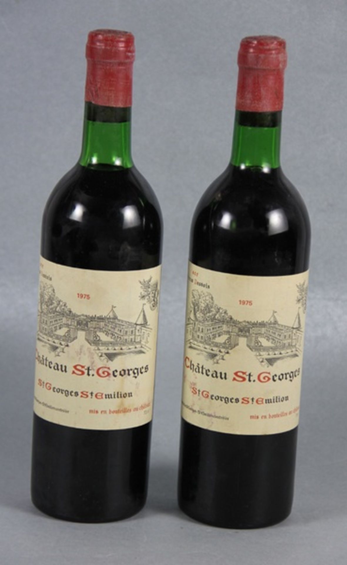 Konvolut Rotwein Chateau St. Georges1975, 2 Flaschen Rotwein, Chateau St. Georges, sce. Petrus