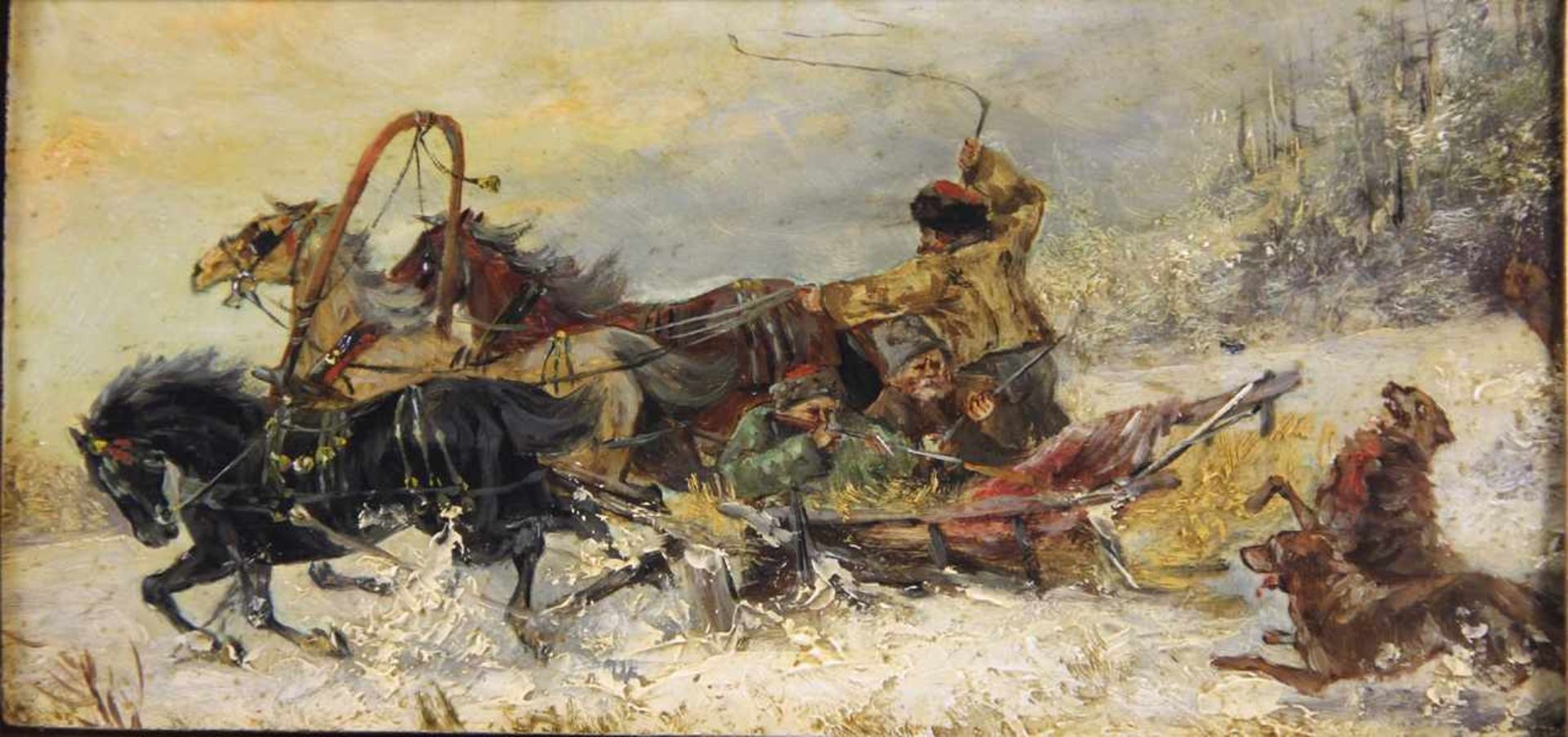 Schreyer, Christian Adolf; Umkreis/Schule1828-1899, Troika, Pferdeschlitten in russischer