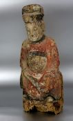 China Beamten-SkulpturYuan-Dynastie, China, holz geschnitzt, polychrom gefasste Holzskulptur eines