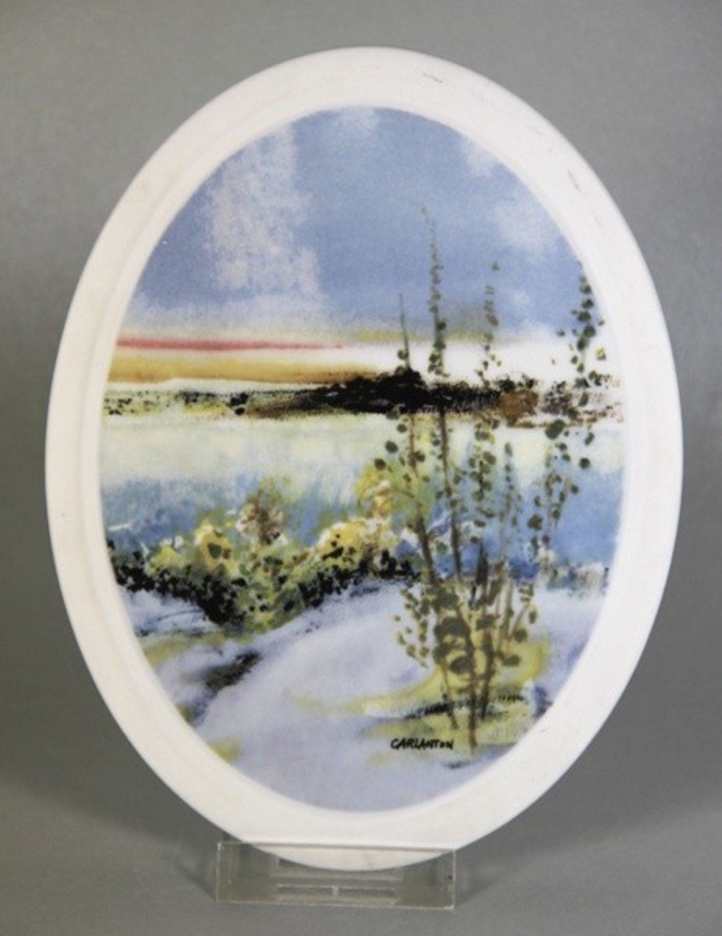 Rörstrand-PorzellanbildSchweden, Rörstrand, ovales Porzellandbild, Entwurf Carl Anton, malerische