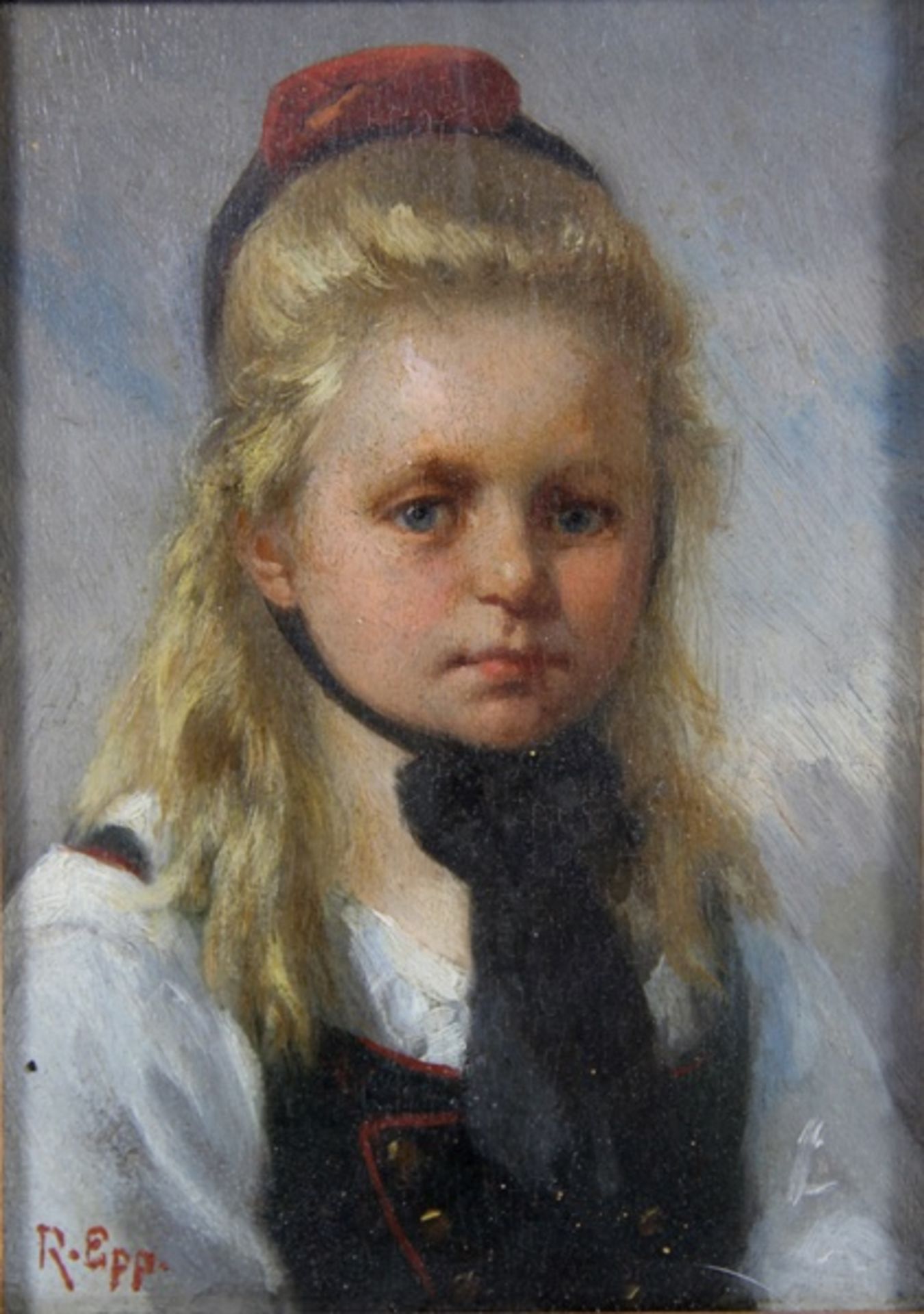 Epp, Rudolf1834-1910, reizendes Portrait eines blonden Mädchens in Tracht, unten links signiert,