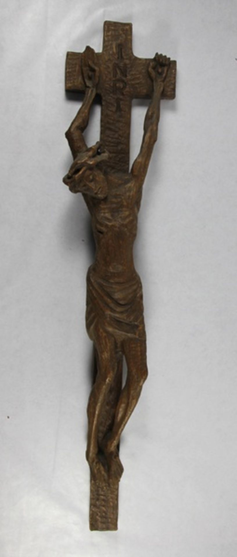 großes Holz-Kruzifix20. Jhd., Holz, geschnitzt, großes Kruzifix, Gebr.sp., L. 91