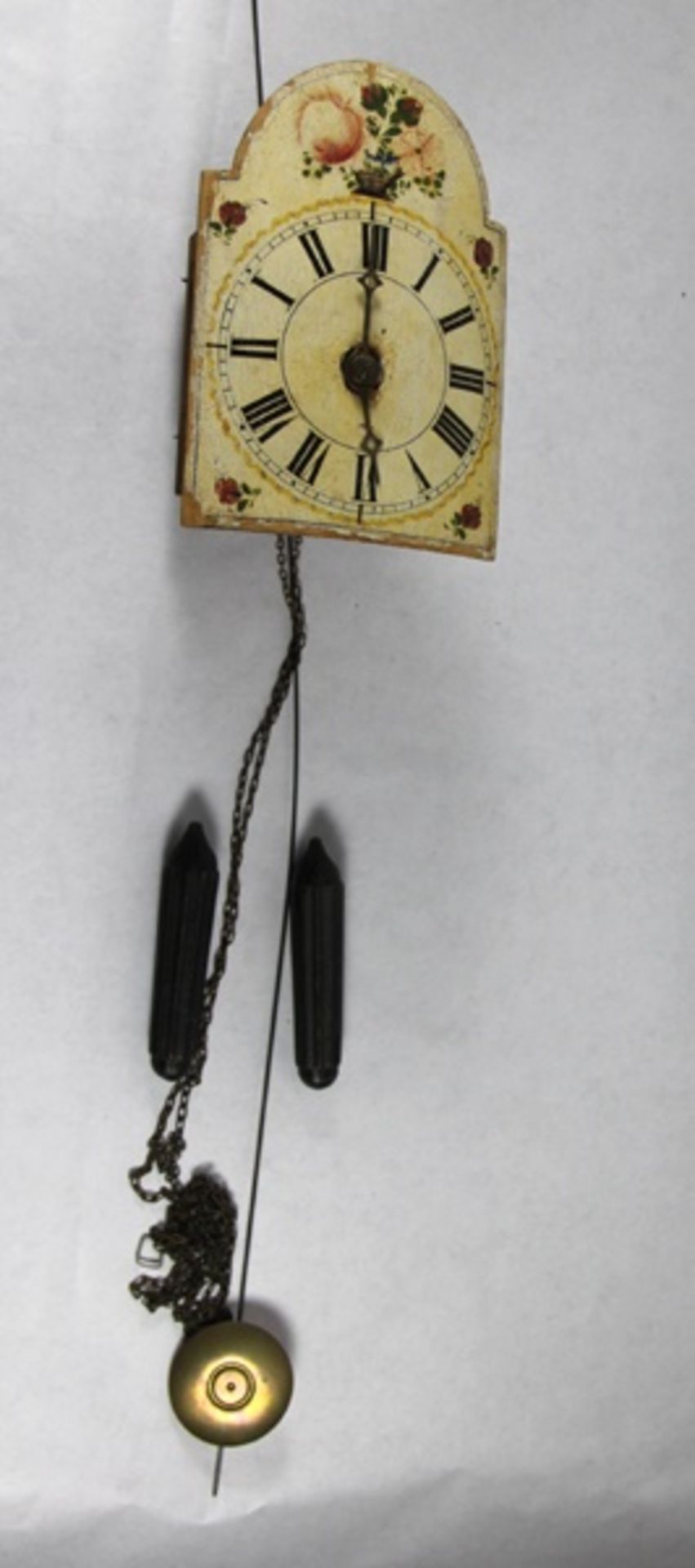 Schwarzwälder Schilderuhr19. Jhd., Schwarzwälder Schilderuhr, Schild mit röm Zifffern u. buntem