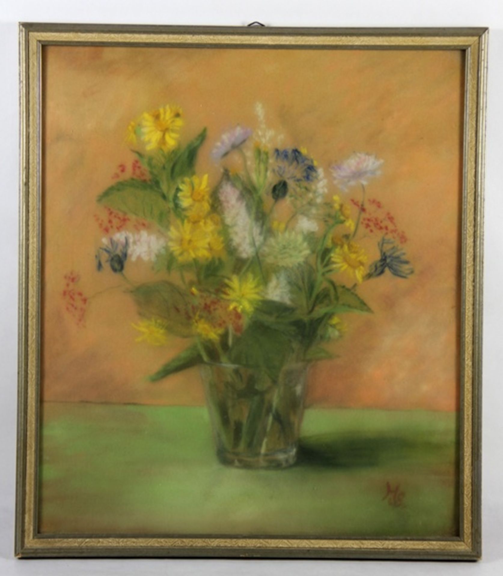 Unbekannter Künstler1930er/40er Jahre, Pastell, Allgäuer Wiesenblumen, Blumenstillleben, unten