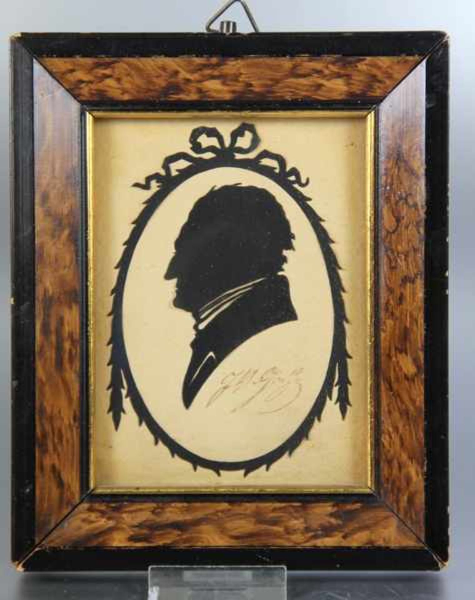Schattenbild Goethes19. Jhd., Schattenbild aus schwarzem Papier, Profil Goethes in ovaler