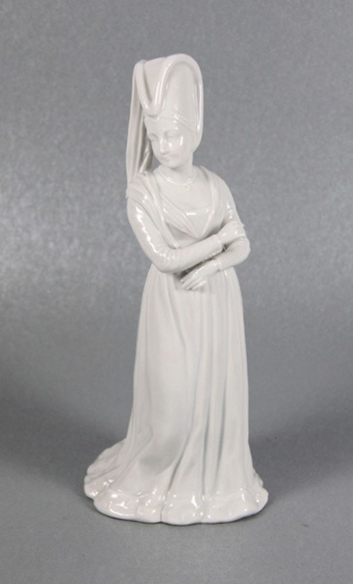 Porzellanfigur Adelsdame19. Jhd., womöglich Potschappel, Porzellan, Figur einer stehenden Adelsdame,