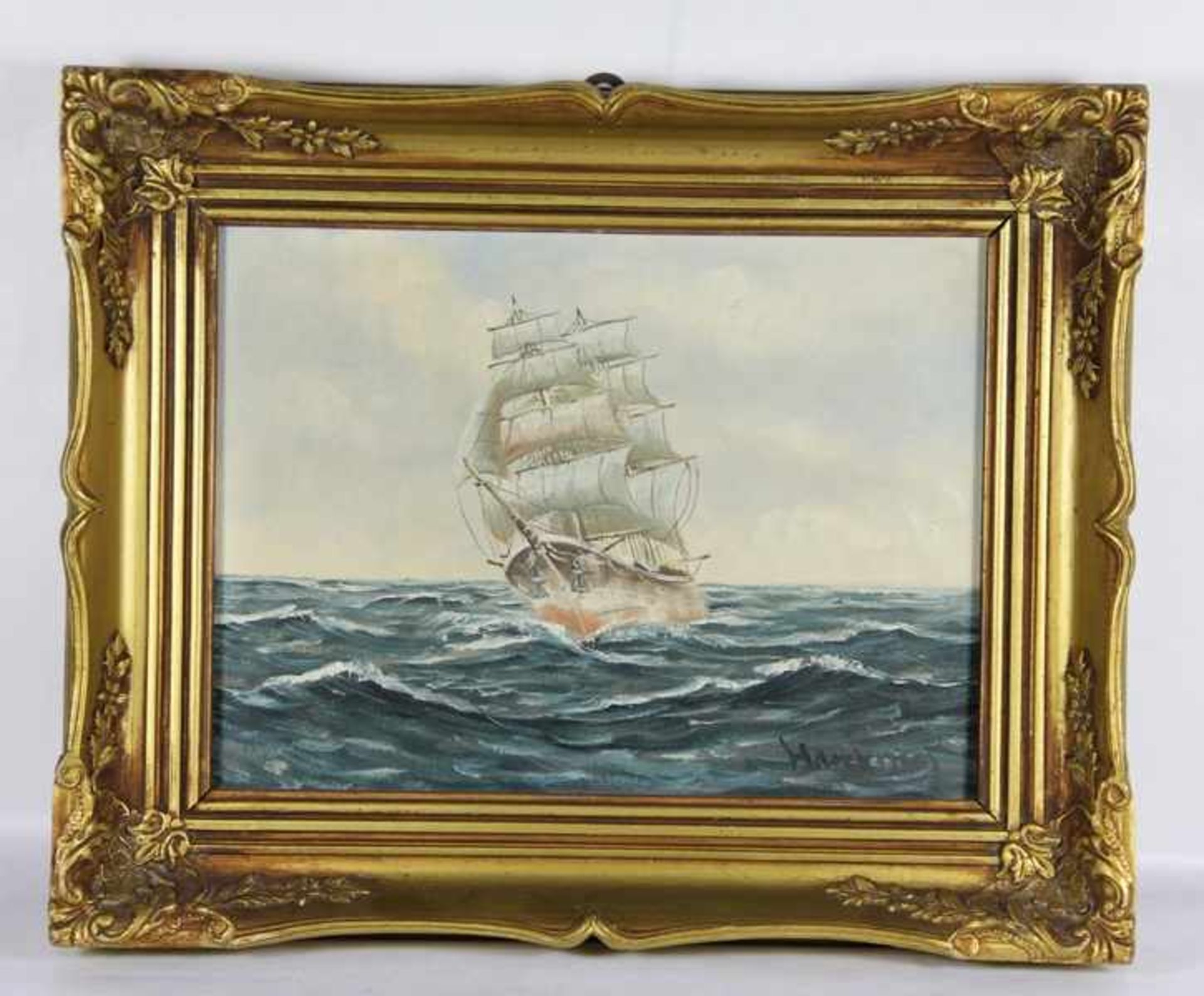 Unbekannter Künstler20. Jhd., Seestück mit Segelschiff, unten rechts undeutl. sign., Öl/Lw.,
