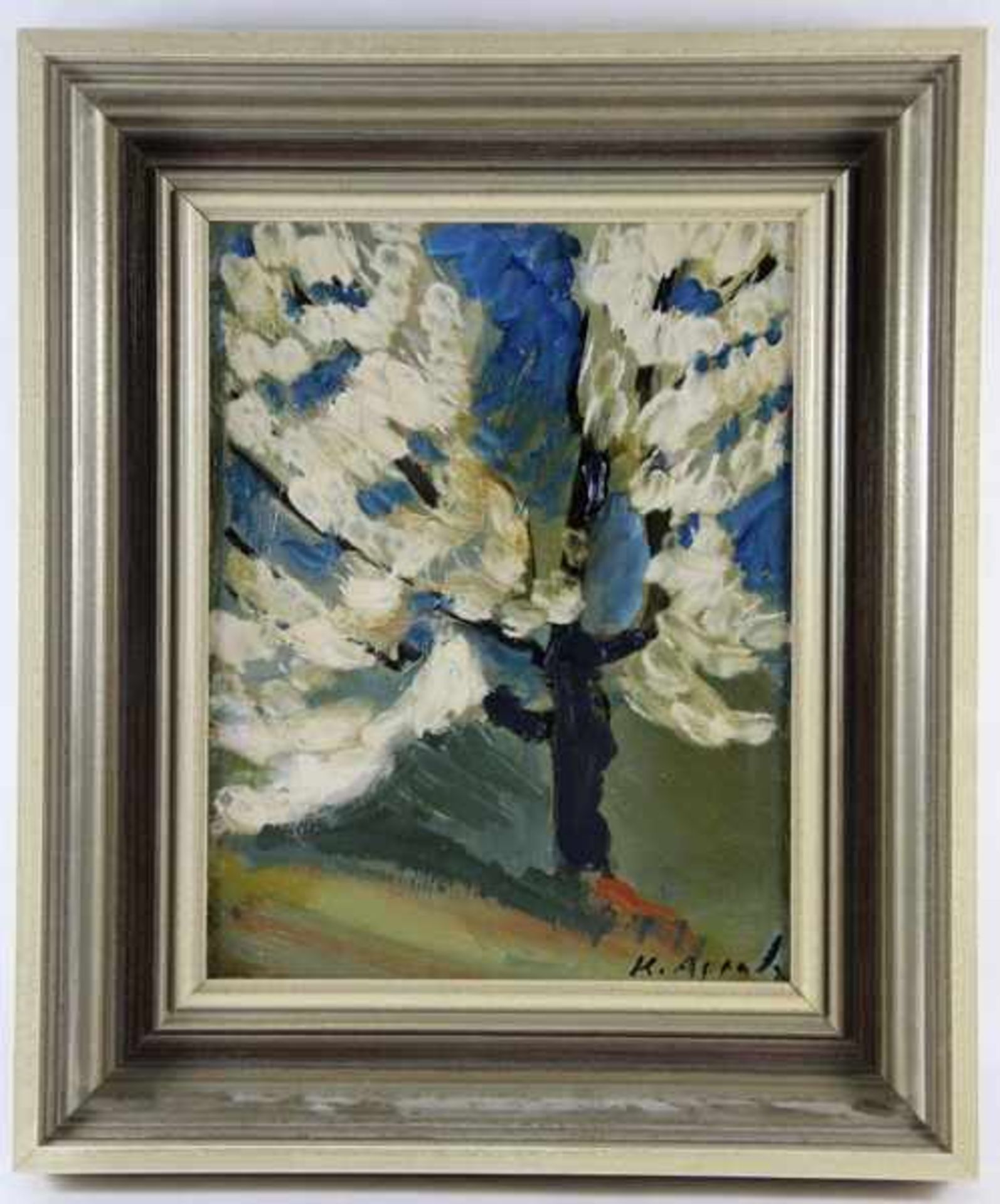 Unbekannter Künstler20. Jhd., stilisiertes Bildnis eines blühenden Baumes, unten rechts undeutl.