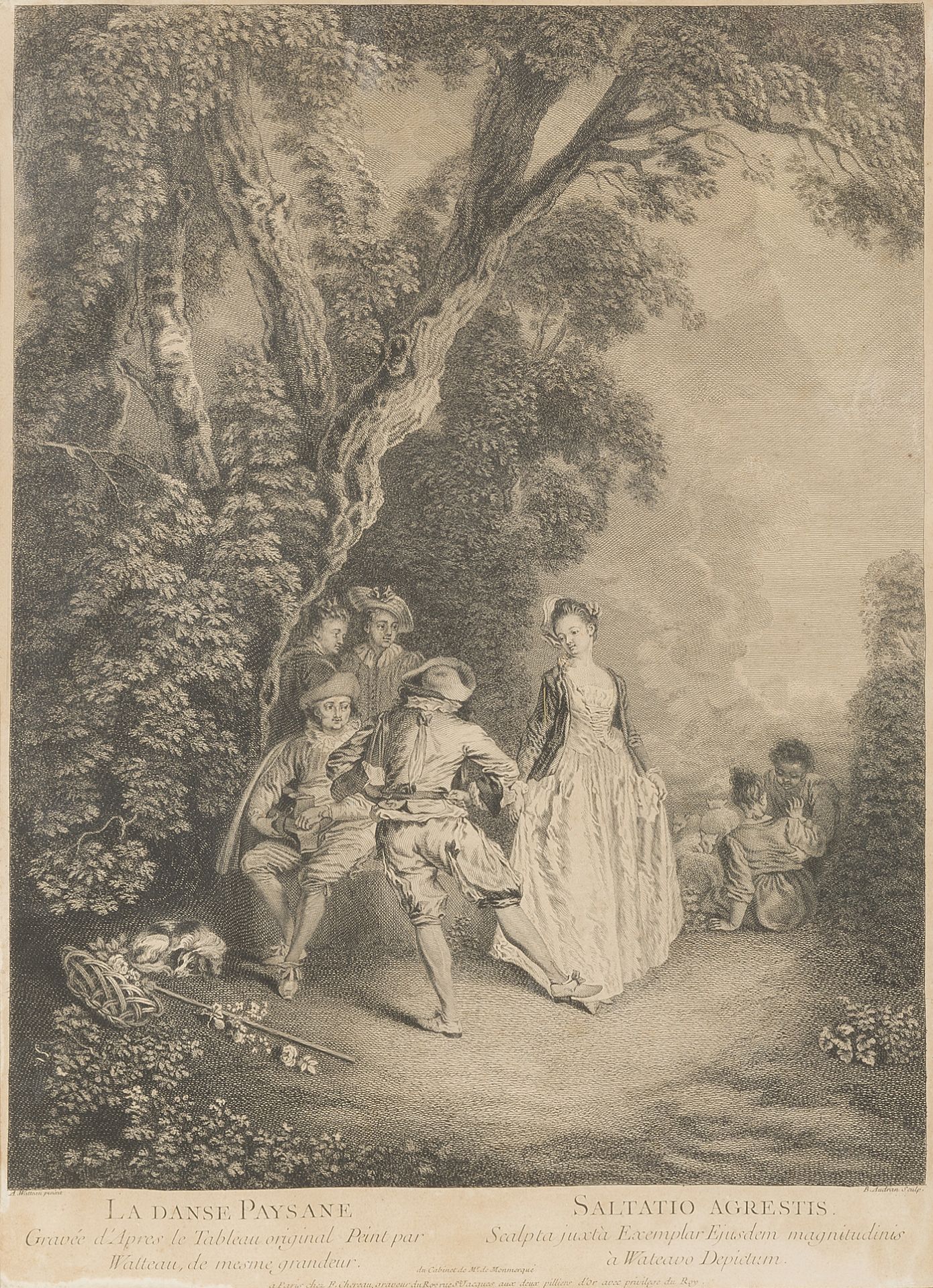 Benoît AUDRAN II d’après Antoine WATTEAU (1698-1772). « La danse paysanne [...]