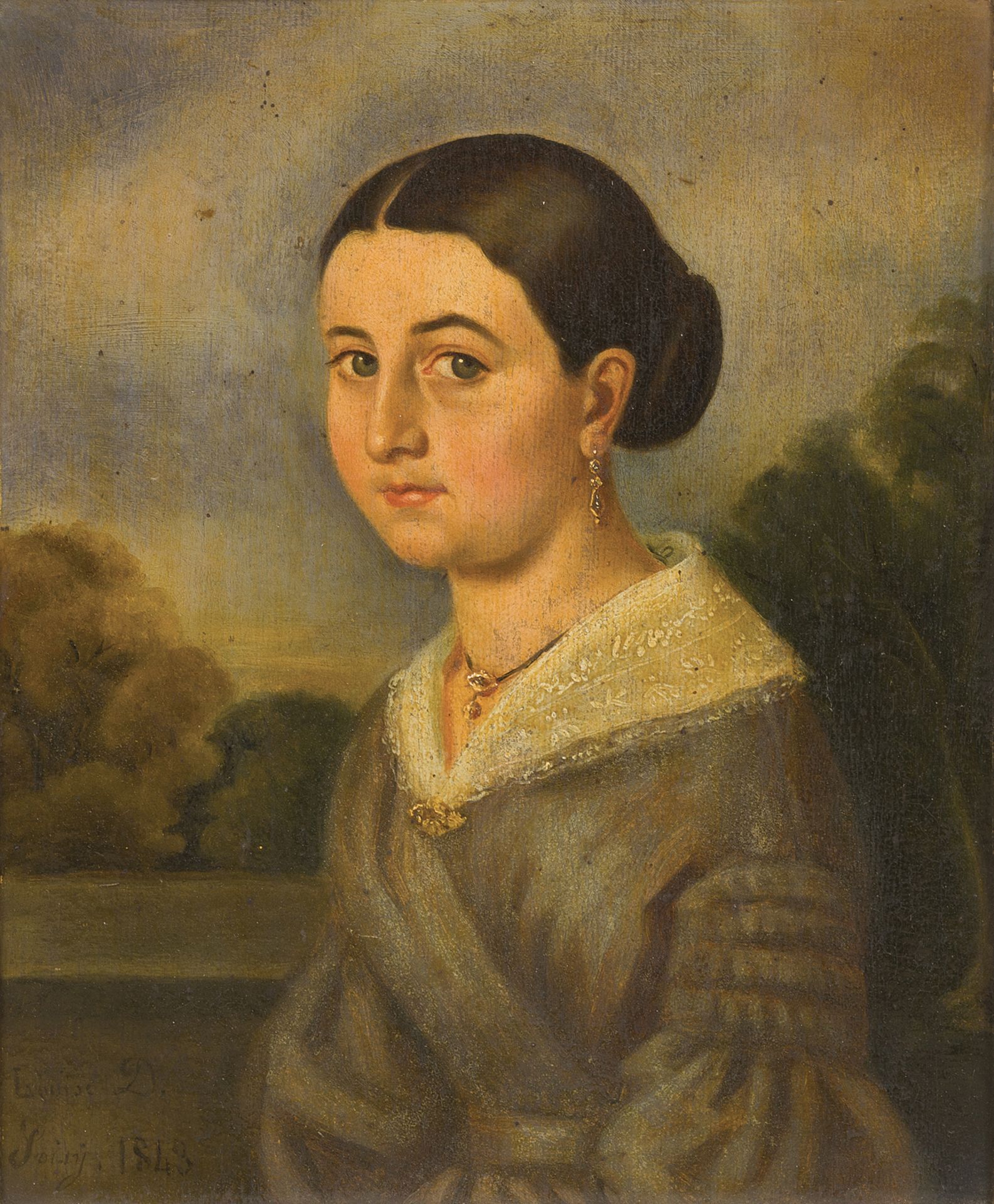 Louise de SOISY (XIXème siècle). Portrait de femme (Autoportrait ?). Huile sur [...]