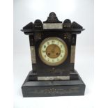 Slate and Marble Mantel Clock with Carved Details - Davies & Sons Paris