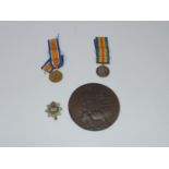 WWI Medals Awarded to Stanley Bowden of the Devonshire Regiment No. 265395 - Also Death Plaque for