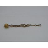 A 19th Century Pinchbeck or Gilt Brass Watch Chain Fob with a Faceted Ball End and Initials AG to