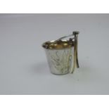 A Russian Silver Bucket Tea Strainer with Gilt Interior, a Slightly Outcurved Beaded Rim, One Side