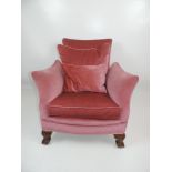 Upholstered Armchair with Matching Cushions on Ball and Claw Feet